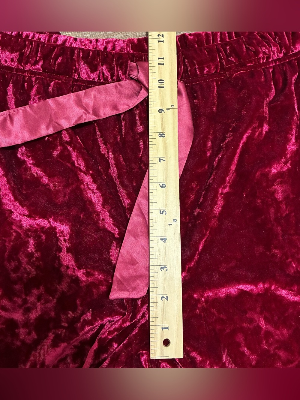 Lord & Taylor Large Pajama Set Velvet Crushed Velveteen Red Sleep Lounge Velour - Picture 14 of 14